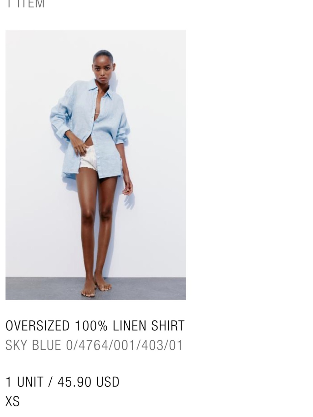 Zara Oversized light blue linen shirt